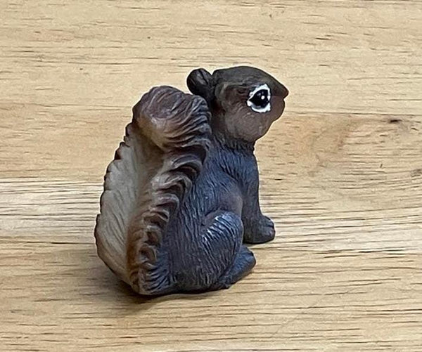 Miniature Squirrel Figurine, Brown and Gray Squirrel. Forest Animal Cake Topper