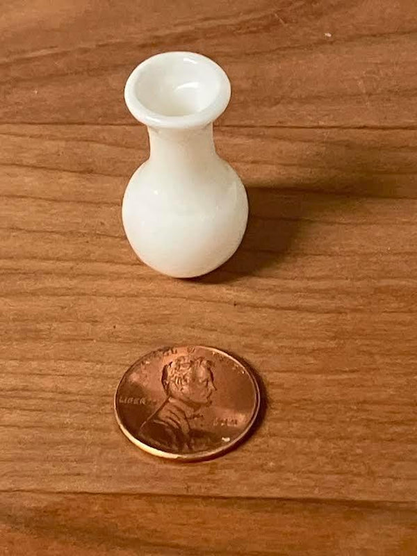 Dollhouse Miniature White Vase, 1.25