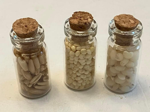 Dollhouse Miniature Filled Canisters with Corks, Set of 3 Shadow Box Bottles, Dollhouse Kitchen Supply
