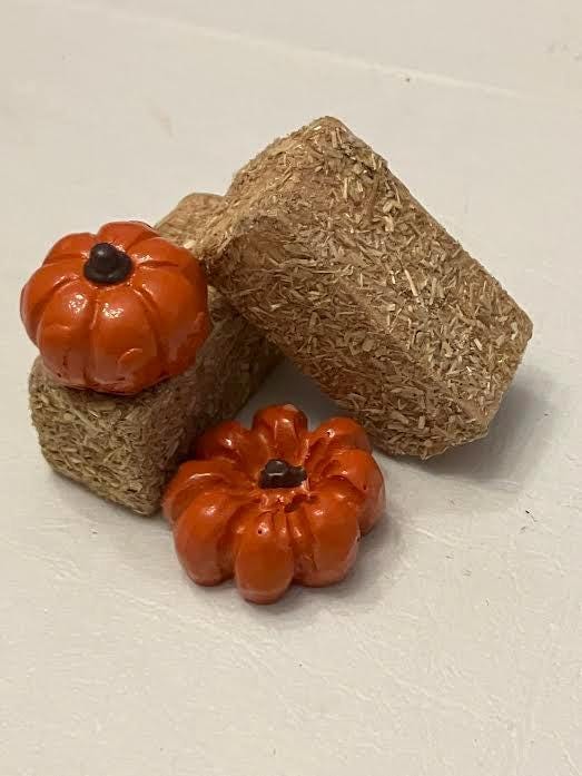 Miniature Hay Bales and Pumpkins