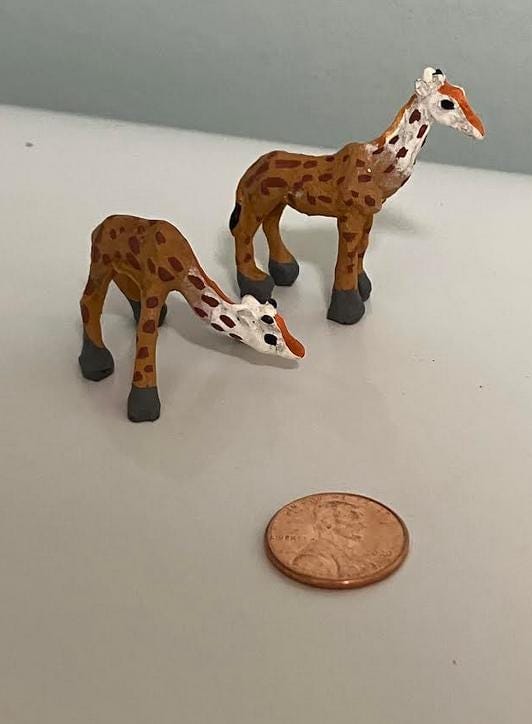Miniature Pair of Giraffe Figurines