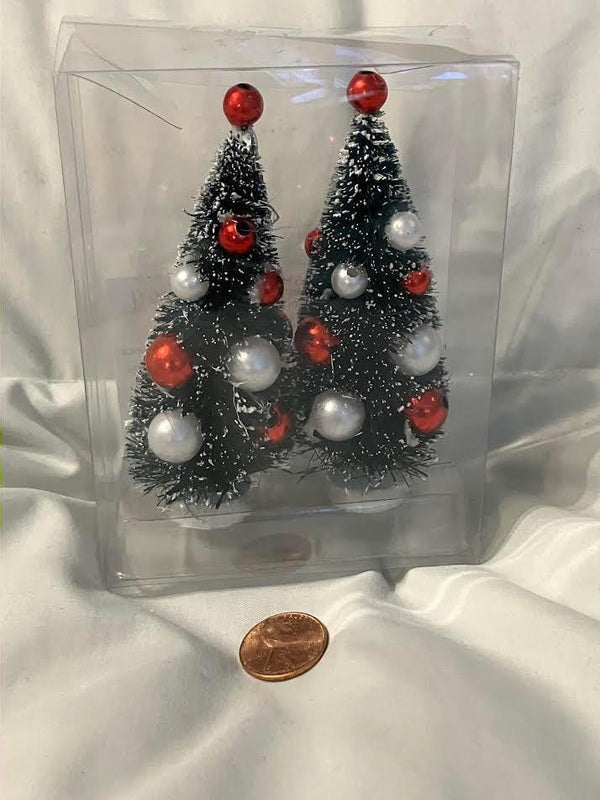 Set of 2 Evergreen Bristle Brush Trees with Ornaments 4