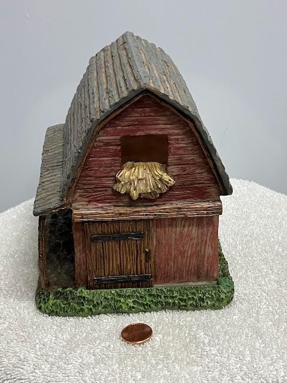 Red Barn with a Brown Roof Fairy Miniature Barn