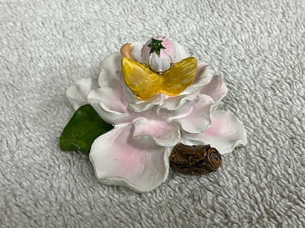 Miniature Baby Fairy in a Magnolia Flower, Fairy Garden, Baby Shower Cake Topper