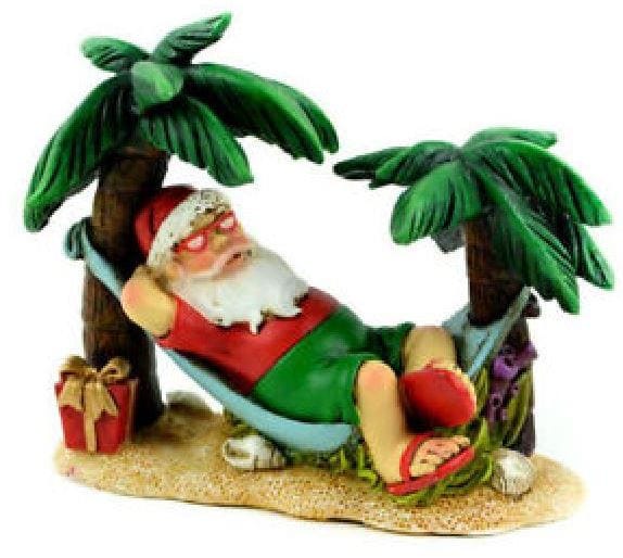Beach Santa, Santa in a Hammock, Holiday Decor, Holiday Gift, Santa Cake Topper