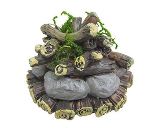 Log, Stone and Moss Campfire