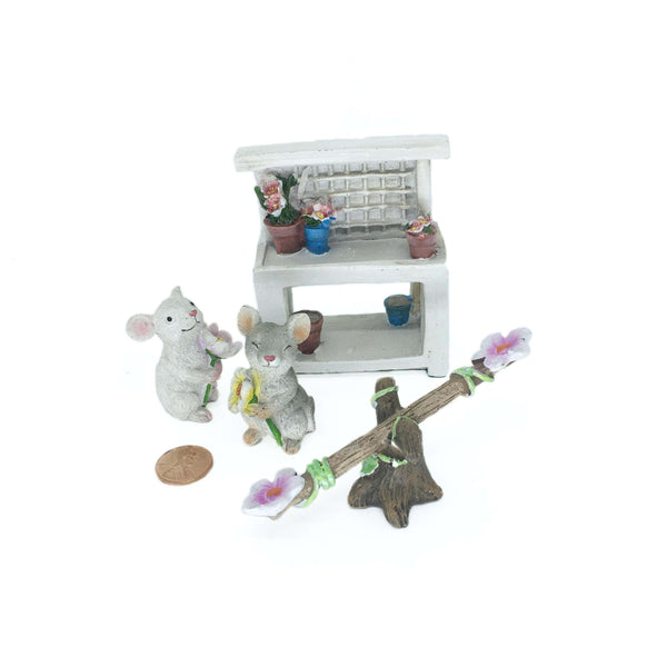 Spring Mice Fairy Garden Set