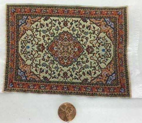 Dollhouse Red Orange and Cream Oriental Rug