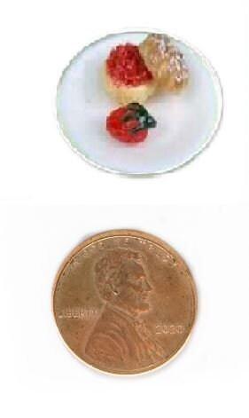 Dollhouse English Muffin on a Plate, Choice of Dollhouse Breakfast Plate, English Muffin with Strawberry or Jam