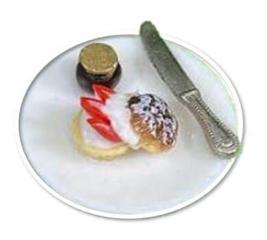 Dollhouse English Muffin on a Plate, Choice of Dollhouse Breakfast Plate, English Muffin with Strawberry or Jam