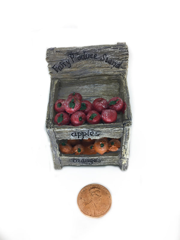Miniature Rustic Fruit Stand, Fairy Produce Stand, Miniature Apples and Oranges