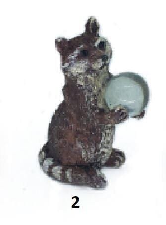 Miniature Animal Holding Gazing Ball, Choice of Fairy Garden Animals, 1.5