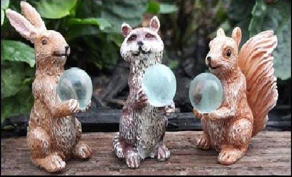 Miniature Animal Holding Gazing Ball, Choice of Fairy Garden Animals, 1.5