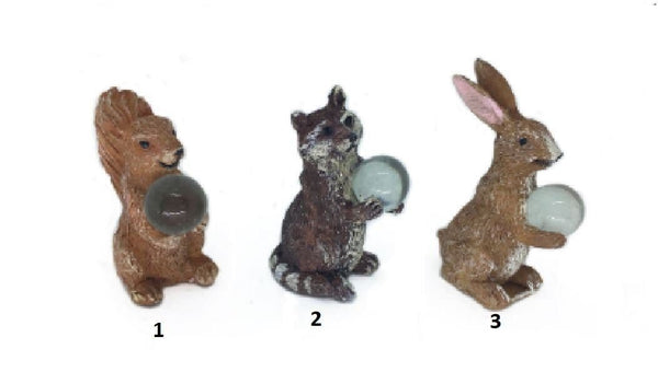 Miniature Animal Holding Gazing Ball, Choice of Fairy Garden Animals, 1.5