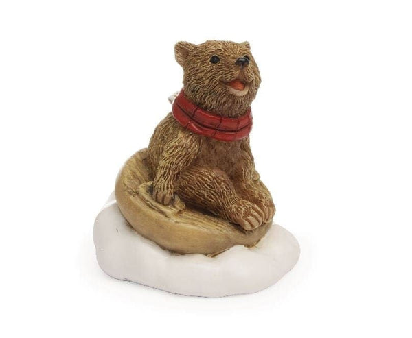 Brown Bear on the Snow, Holiday Tubing Bear, Winter Bear