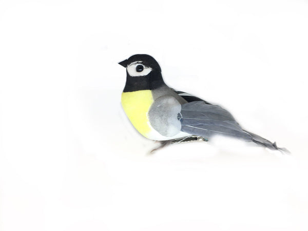 Yellow and Gray Bird with Nest and Spotted Eggs, Stick Nest with a Clip-on Bird