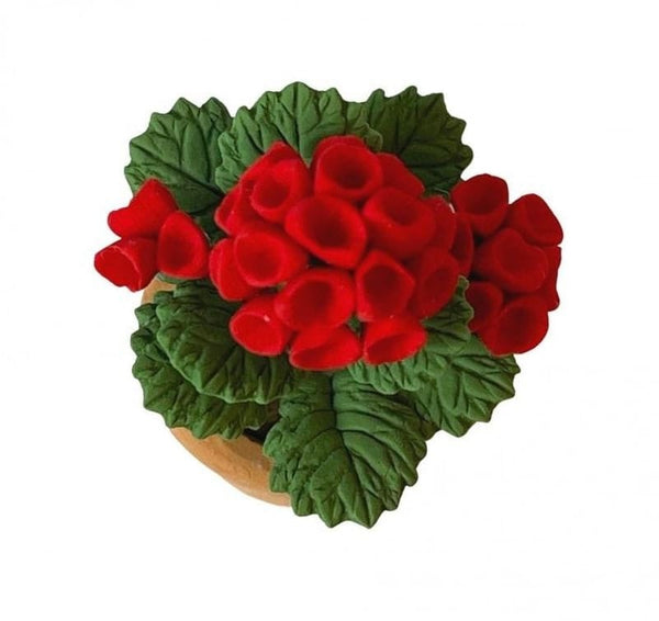 Miniature Artificial Geraniums in a Terracotta Pot for Dollhouse or Fairy Garden