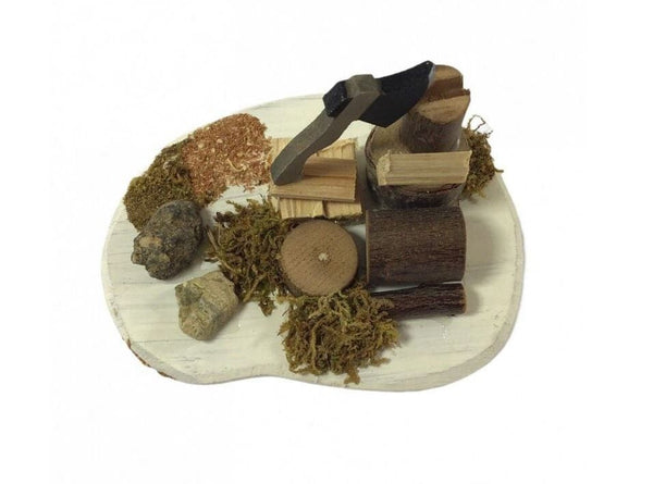 Fairy Garden Logs with an Axe, Miniature Tree Cutting Station, Mini Logs for Lumberjack