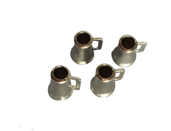 Miniature Beer Tankards, Metal Beer Mugs, 1:12 Scale Dollhouse Miniature Cups