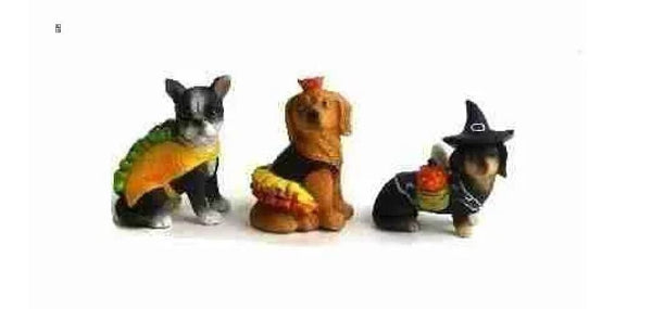Choice of Miniature Dogs in Halloween Costumes, Halloween Dog Cake Toppers, Fall Fairy Garden Dogs