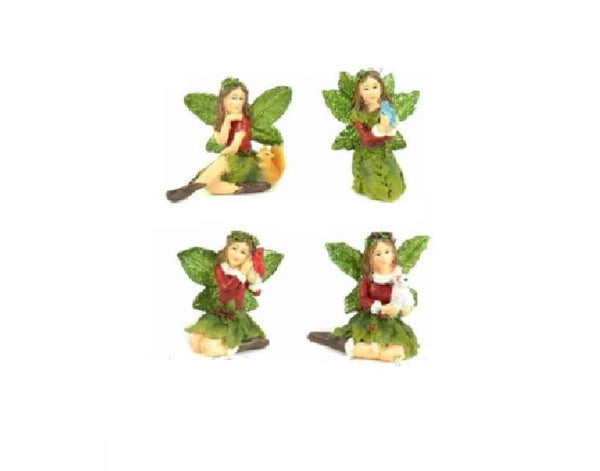Christmas Fairy with a Red Bird, Red and Green Holiday Fairy, Christmas Cake Topper