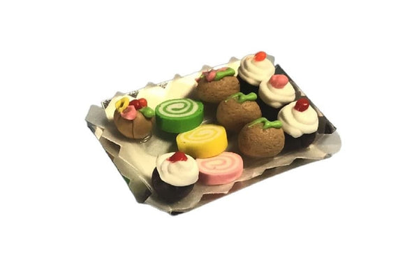 Dollhouse Miniature Cake Tray, Miniature Dessert Tray, Dollhouse Kitchen Supply