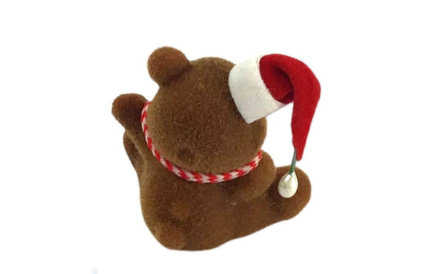 Miniature Teddy Bear in a Santa Hat, Dollhouse Holiday Bear Toy