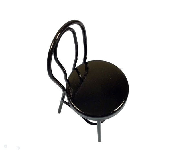 Black Metal Dollhouse Chair, Dollhouse Kitchen Chair, Miniature Retro Diner Chair, Dollhouse Furniture
