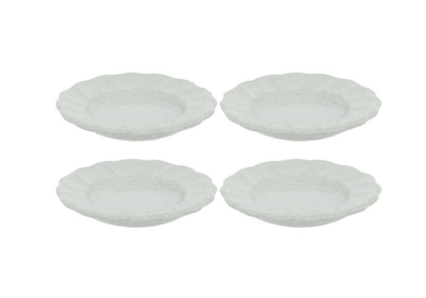 Set of 4 Dollhouse Plates, Miniature White Metal Plates, Dollhouse Kitchen