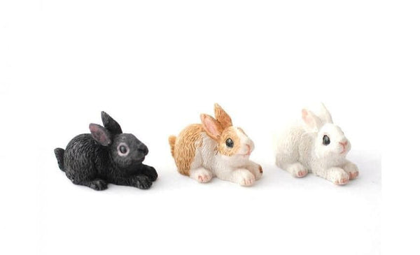 Miniature Rabbit Set, Bunny Trio, Fairy Garden Bunnies, Rabbit Cake Topper