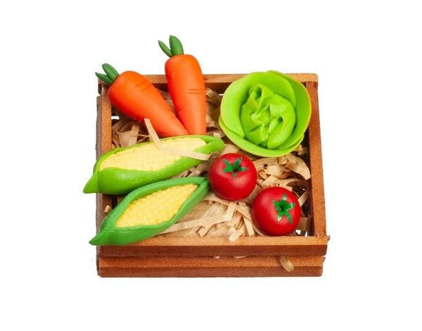 Miniature Vegetable Crate, Dollhouse Farmer's Market Crate, Farm Vegetables