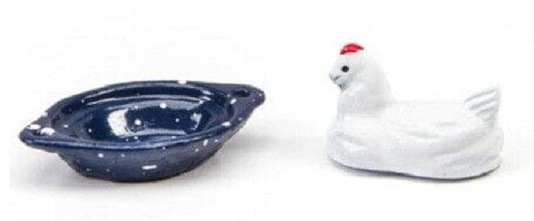 Dollhouse Miniature Chicken and Roasting Pan