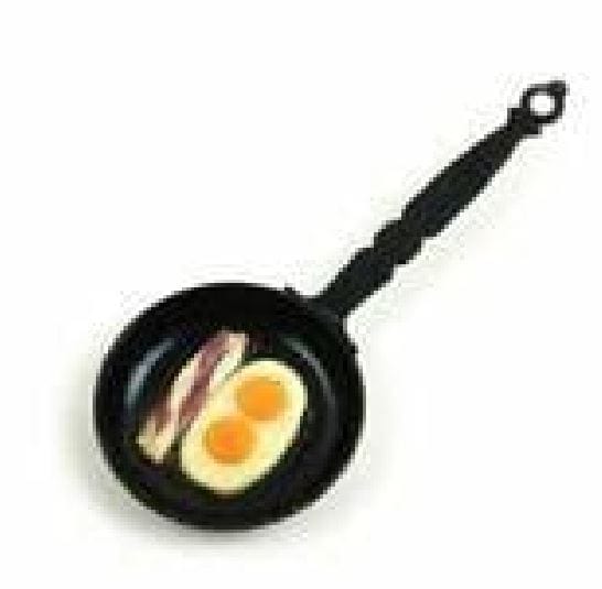 Dollhouse Miniature Eggs and Bacon in a Pan