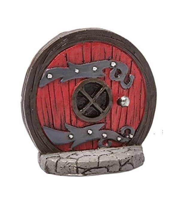 Round Red Miniature Door. Standing Fairy Garden Door