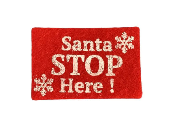 Santa Stop Here Mat, Dollhouse Miniature Holiday Door Mat, Dollhouse Accessory