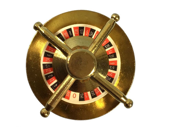 Miniature Gold Roulette Wheel, Casino Miniature, Las Vegas Cake Topper