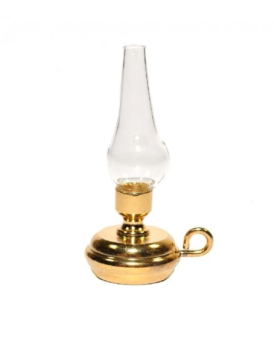 Dollhouse Oil Lamp, Miniature Old Fashion Lantern, Brass Lamp Replica with Glass Globe