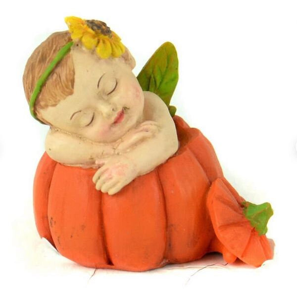 Miniature Baby Fairy Sleeping in a Pumpkin, Fall Pumpkin Baby, Fall Cake Topper