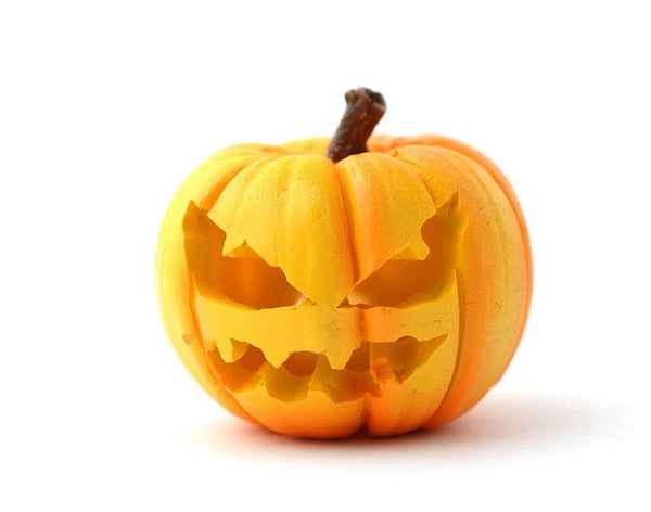 Miniature Resin Halloween Jack-o-Lantern, Carved Halloween Pumpkin, Fall Cake Topper