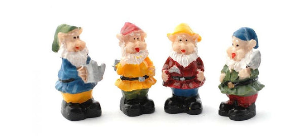 Set of 4 Miniature Jolly Gnomes, Micro-Mini Gnomes, Fairy Garden Gnomes, Gnome Cake Topper