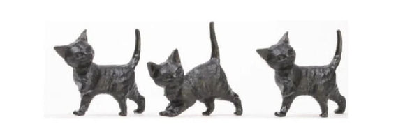 Set of 3 Micro Miniature Black Cats, 1