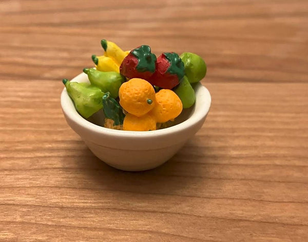 Dollhouse Miniature White Bowls, Pair of Dollhouse Kitchen Bowls, Dollhouse Fruit Bowls