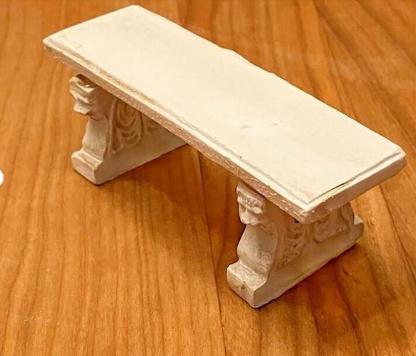 Miniature White Fairy Garden Bench, Resin Garden Seat, 1:12 Scale