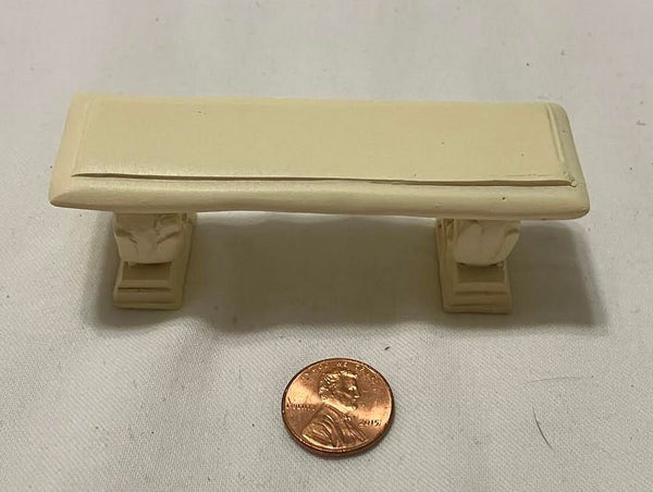 Miniature Cream Fairy Garden Bench, Resin Garden Seat, 1:12 Scale