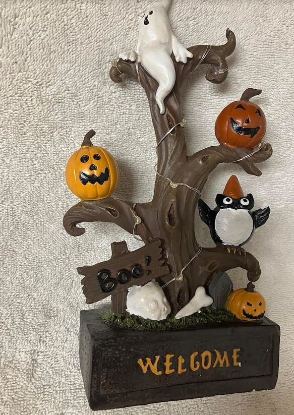 Halloween Tree Miniature, LED Spooky Tree, Fall Fairy Garden, Halloween Tabletop Figurine