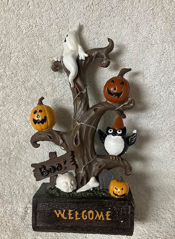 Halloween Tree Miniature, LED Spooky Tree, Fall Fairy Garden, Halloween Tabletop Figurine