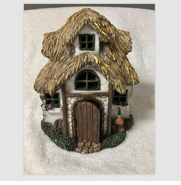 Miniature Country Cottage with Grass Roof, Cotswold Cottage, Fairy Garden House