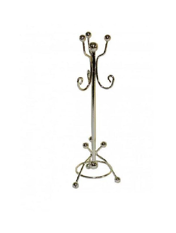 Miniature Metal Coat Rack, Standing Gold Tone Dollhouse Hallway Coat Hook