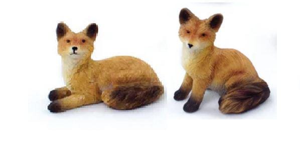 Pair of Miniature Foxes, Fairy Garden Animals, Animal Cake Topper