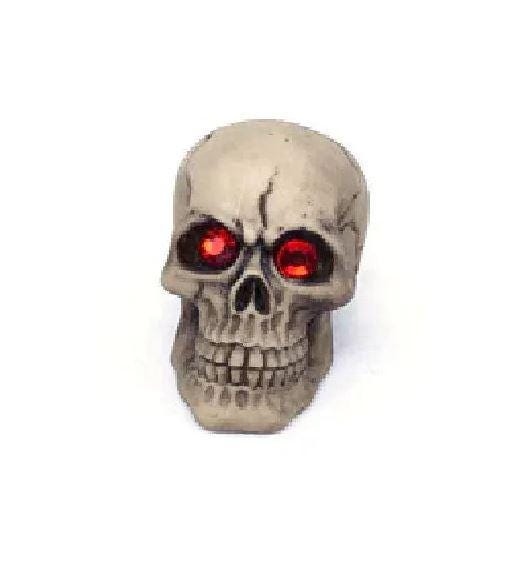 Miniature Skull with Red Eyes, Halloween Fairy Garden Miniature, Fall Party Deco, Halloween Cake Topper